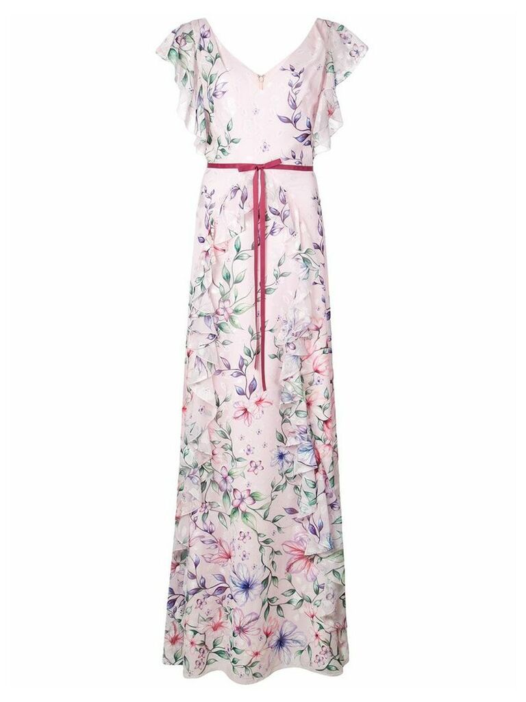 Marchesa Notte floral long dress - PINK