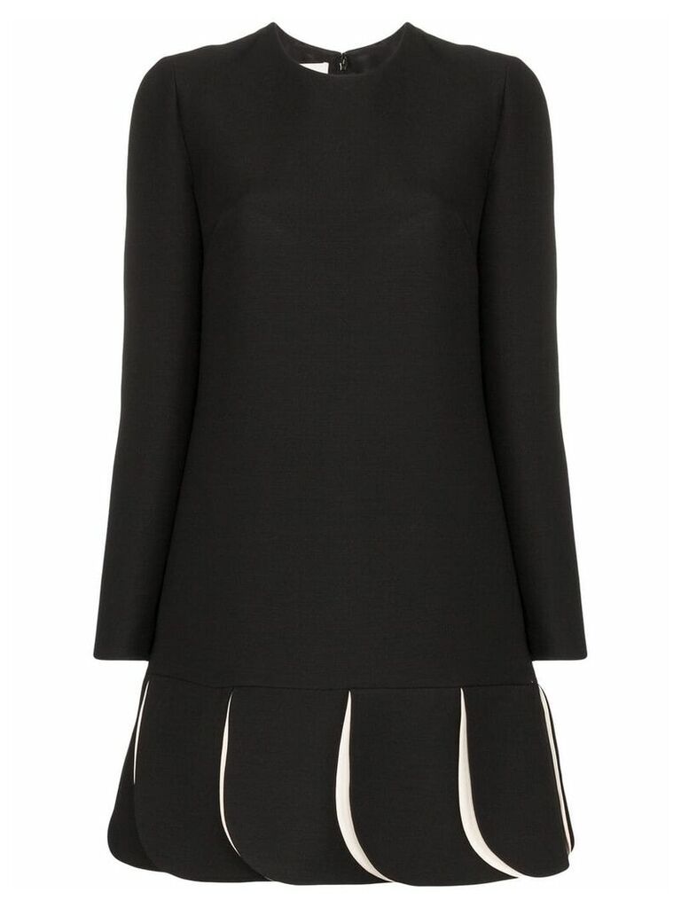 Valentino pleated contrast hem mini dress - Black
