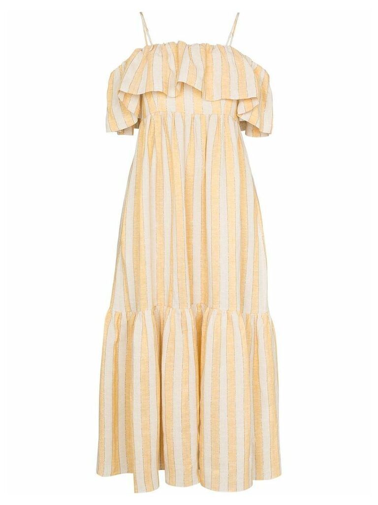 Three Graces Ida ruffle stripe maxi dress - Yellow