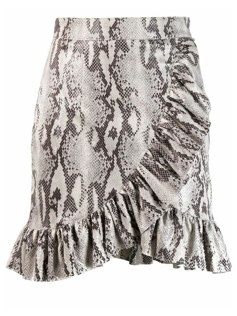 MSGM ruffled snakeskin print skirt - Grey