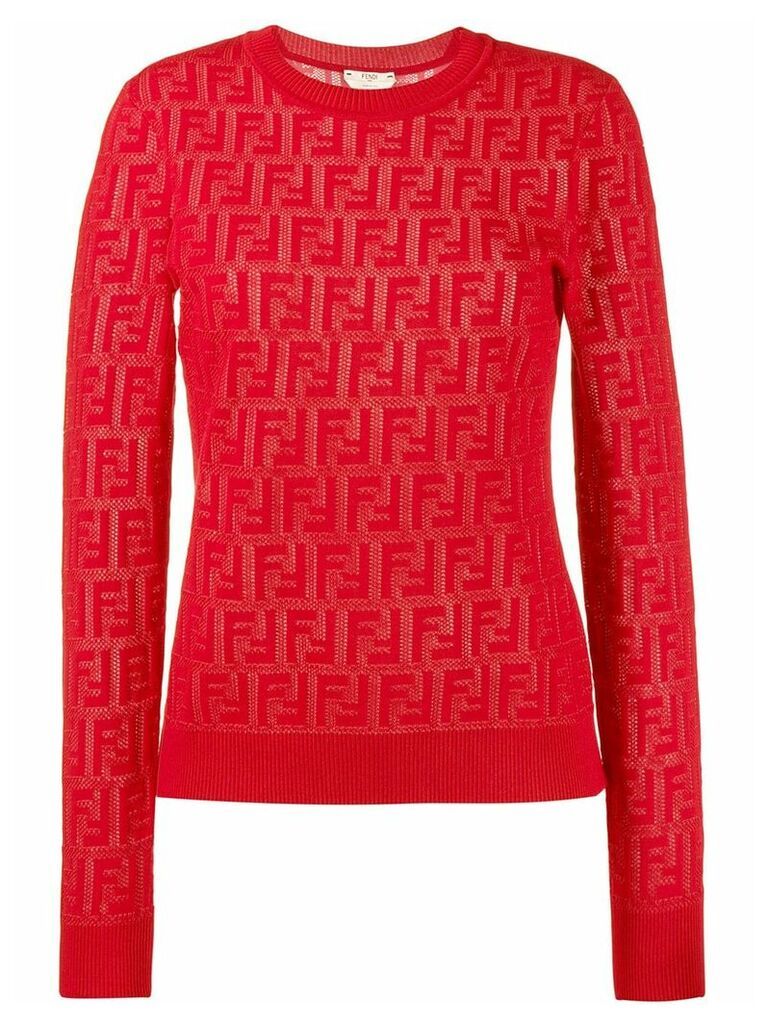 Fendi jacquard knit FF motif jumper - Red