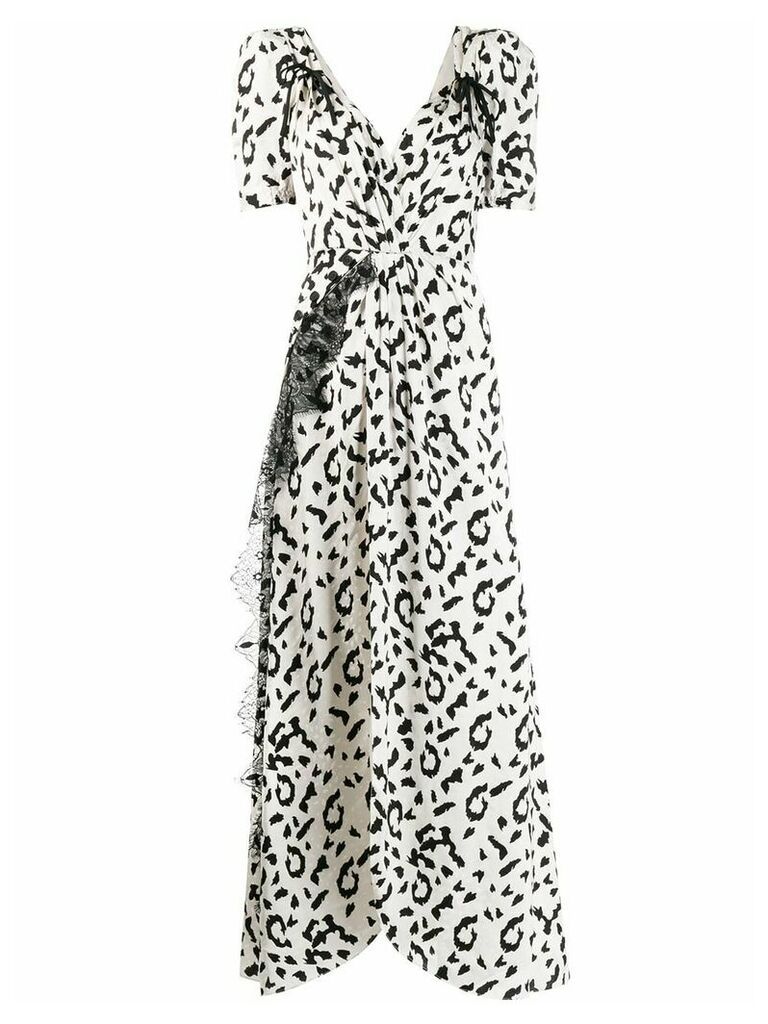 Self-Portrait leopard print long dress - White