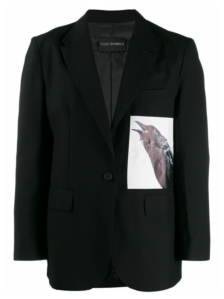 Yuiki Shimoji photographic print blazer - Black