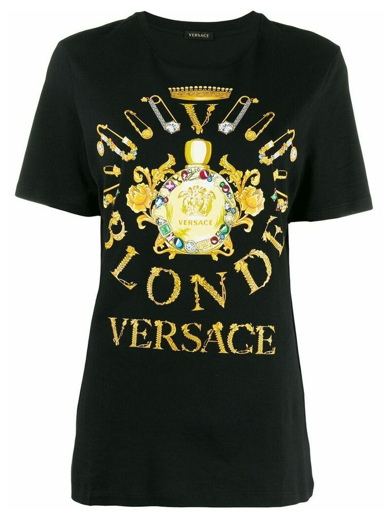 Versace safety pin print T-shirt - Black