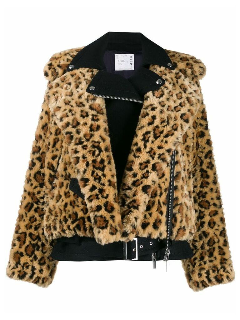 Sacai leopard faux-fur jacket - Yellow