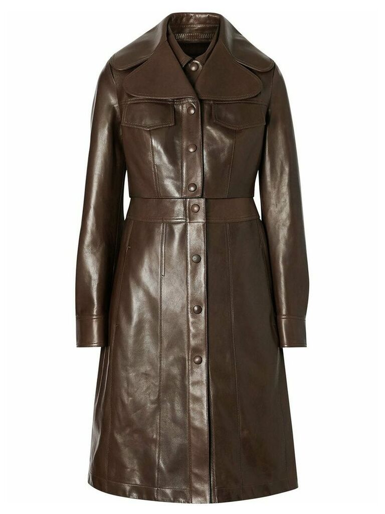 Burberry Lambskin Coat with Detachable Cropped Gilet - Brown