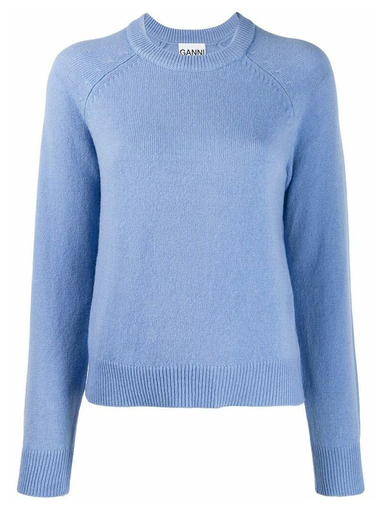 GANNI crew-neck knitted jumper - Blue