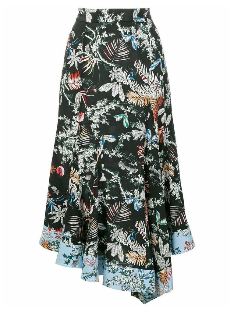 Derek Lam 10 Crosby asymmetric wallpaper floral skirt - Black