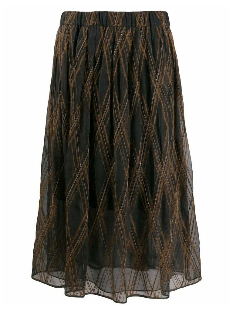 Brunello Cucinelli textured check midi skirt - Black