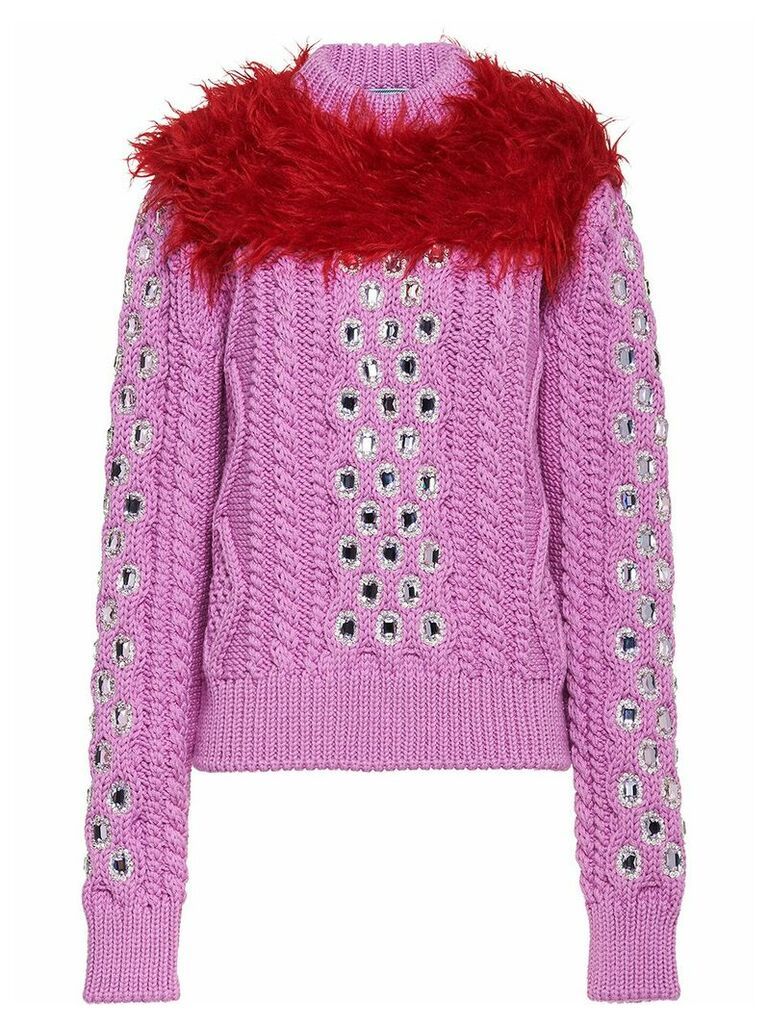 Prada Cordonnet yarn sweater with decorations - PINK