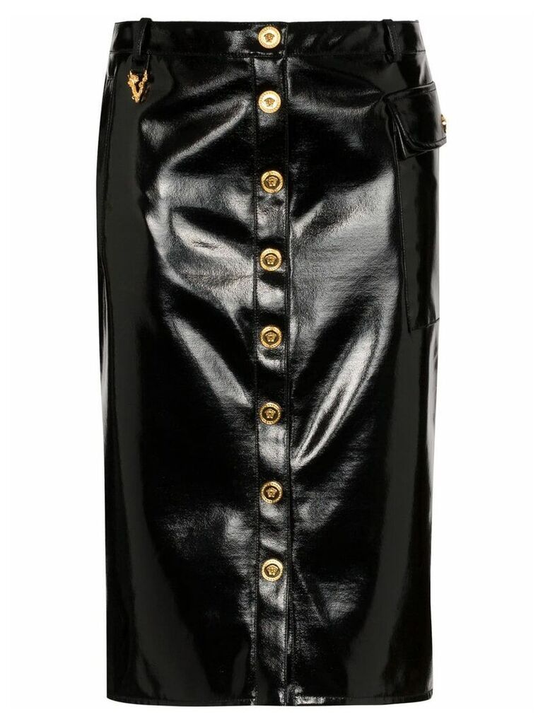 Versace high-rise vinyl pencil skirt - Black