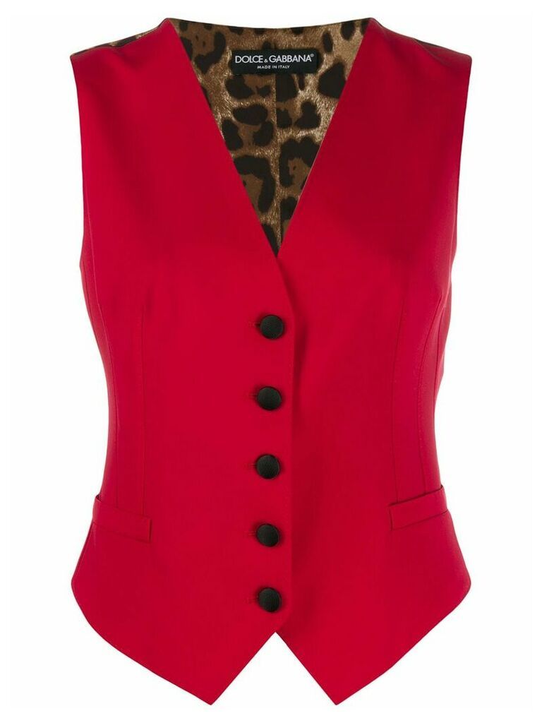 Dolce & Gabbana animal print panel waistcoat - Red
