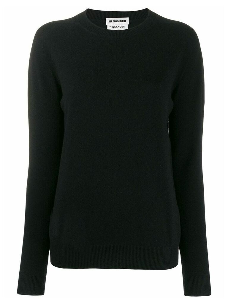 Jil Sander ribbed round neck knitted sweater - Black