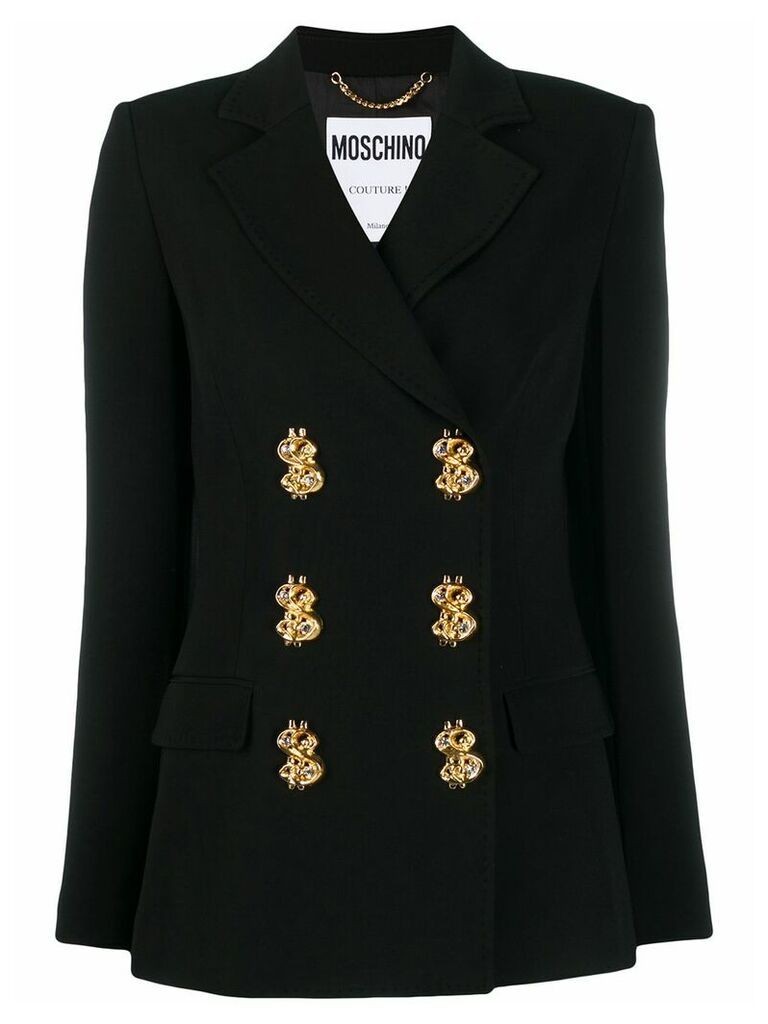 Moschino dollar sign double-breasted blazer - Black