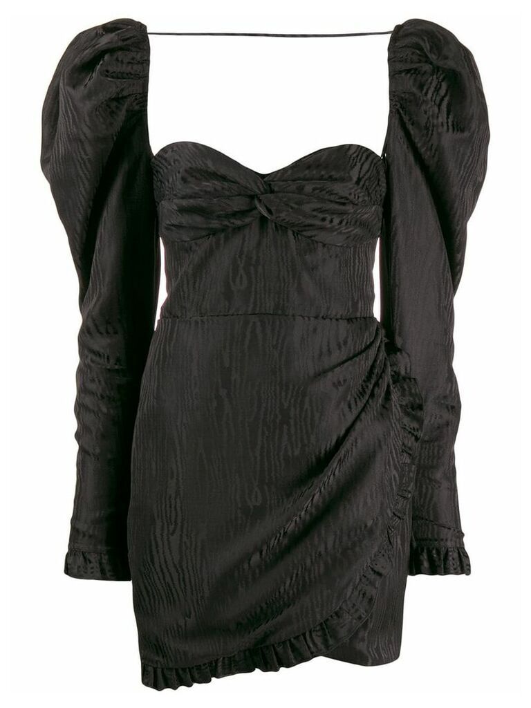Alessandra Rich textured puff sleeve mini dress - Black