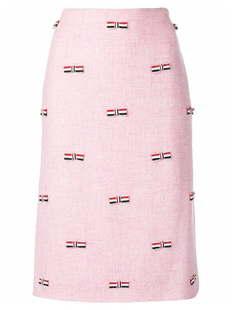 Thom Browne RWB Bow Embroidered Pencil Skirt - PINK