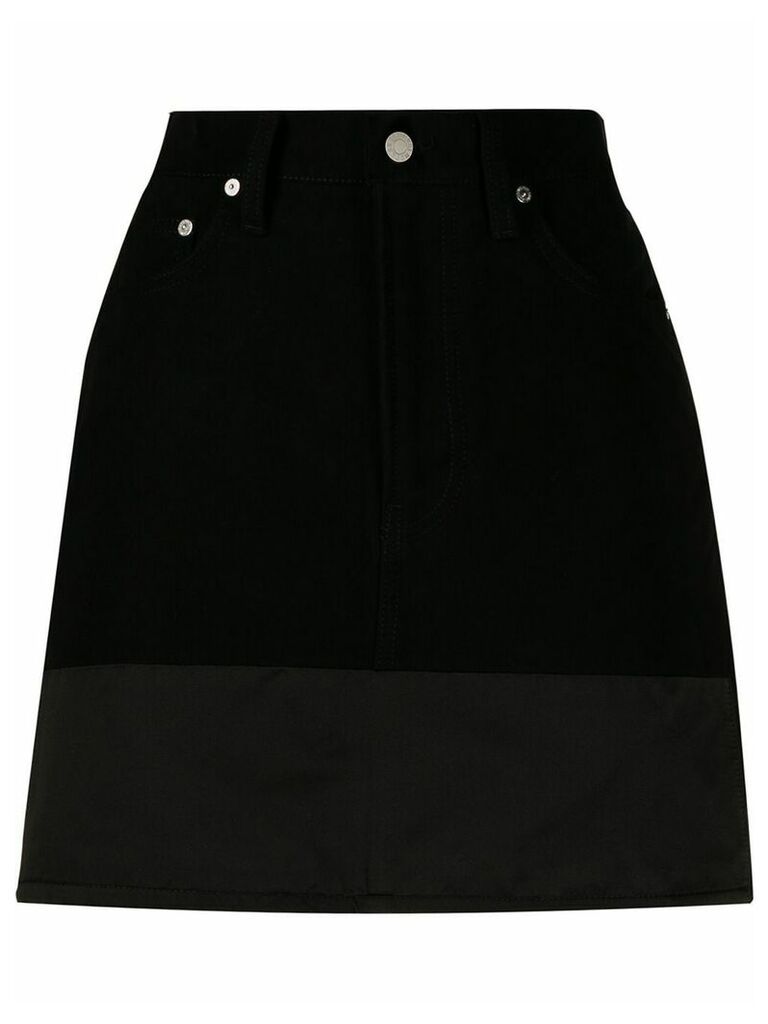 Helmut Lang silk panel denim skirt - Black