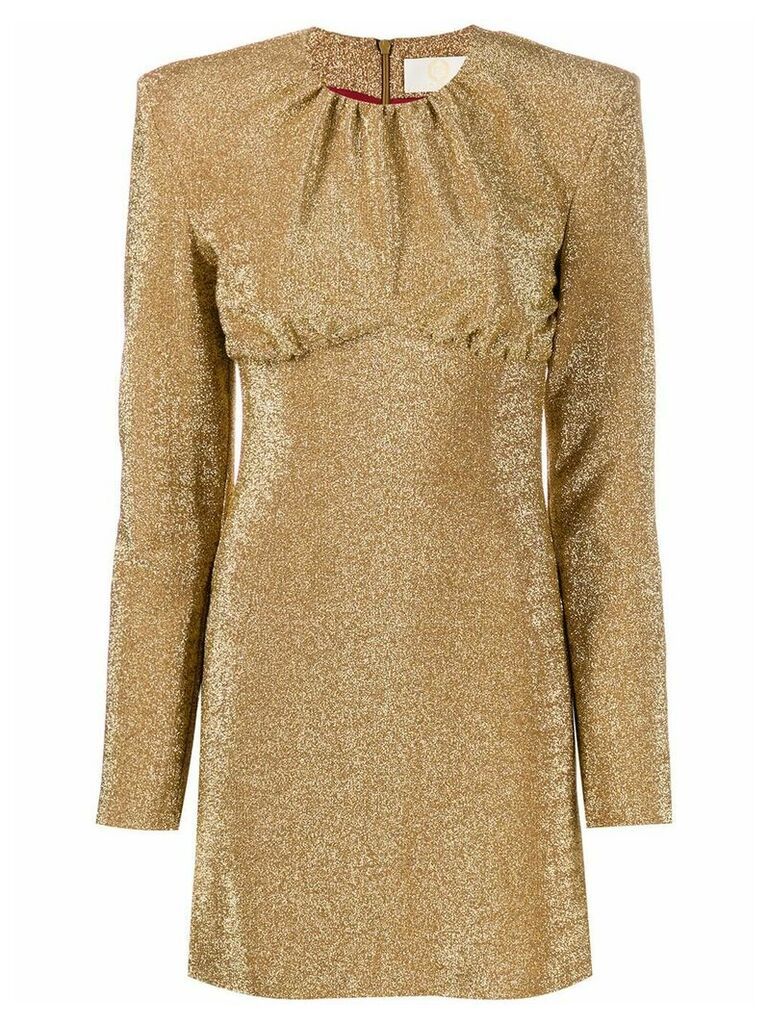 Sara Battaglia structured shoulders dress - GOLD