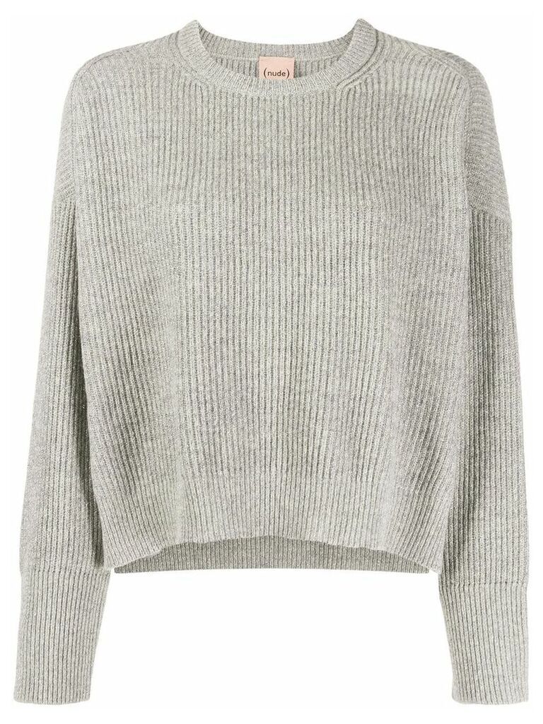 Nude ribbed knit pullover - Grey