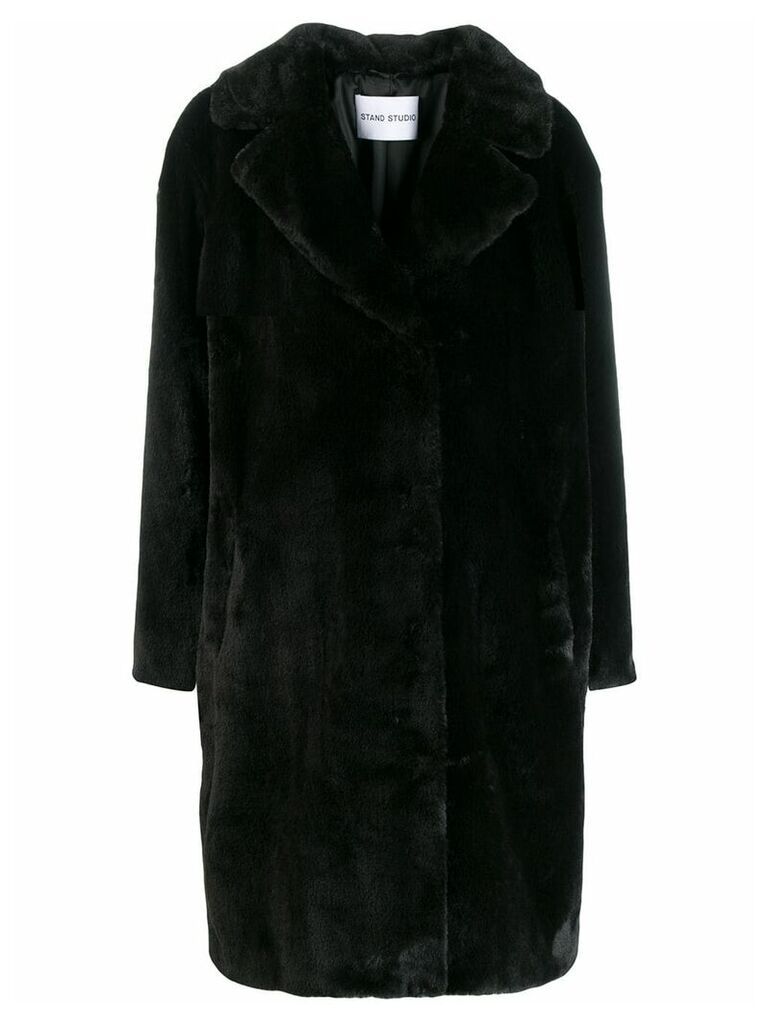 STAND STUDIO faux fur trench coat - Black
