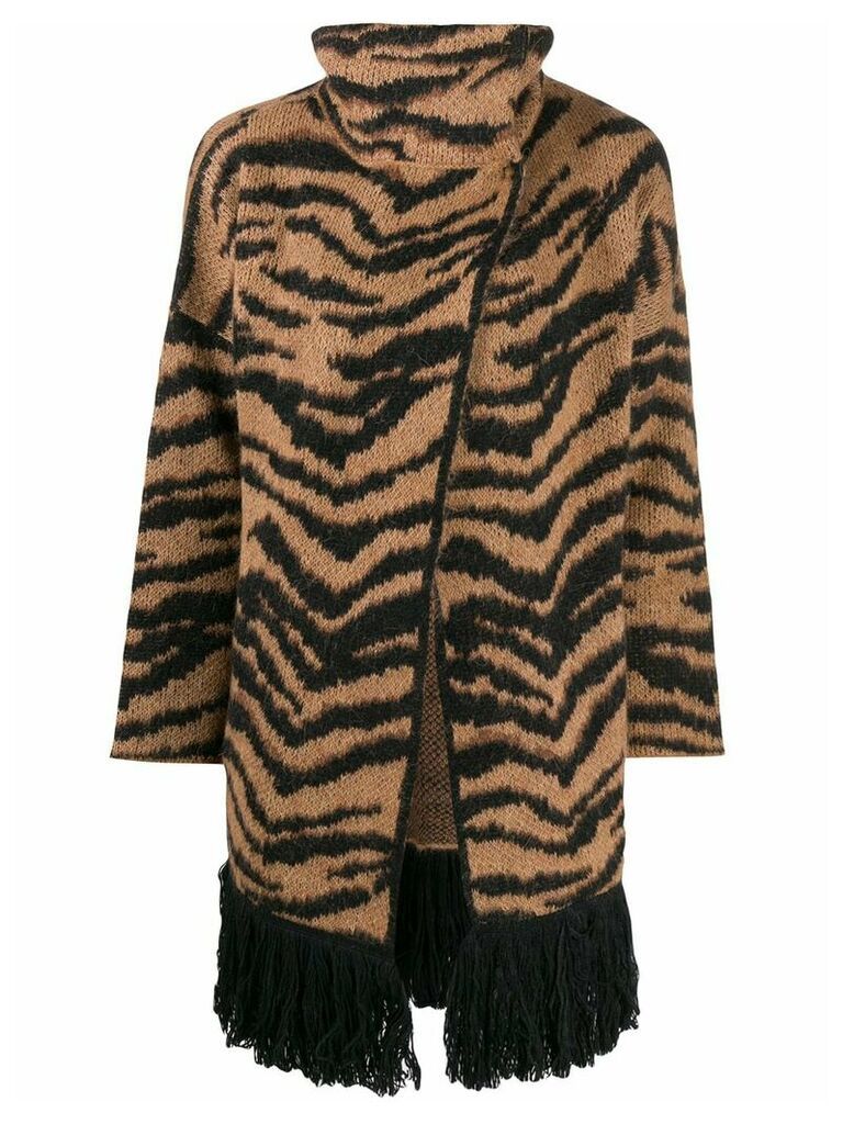 LIU JO tiger jacquard cardi-coat - Brown