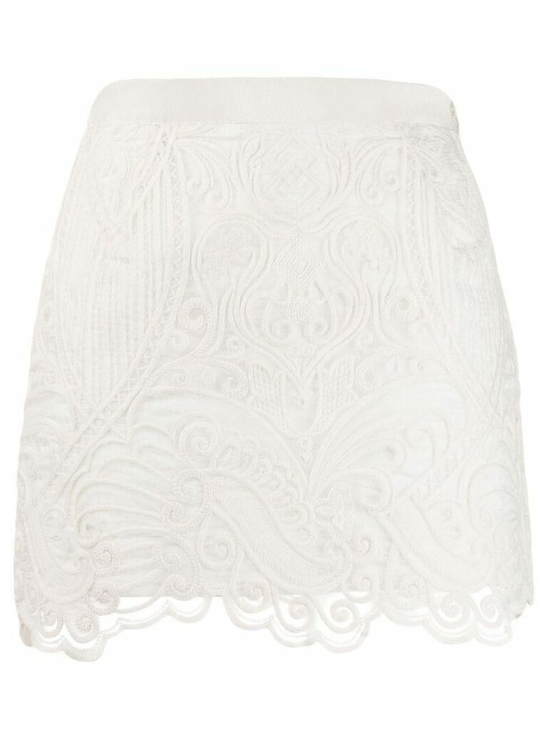 Wandering embroidered short skirt - White