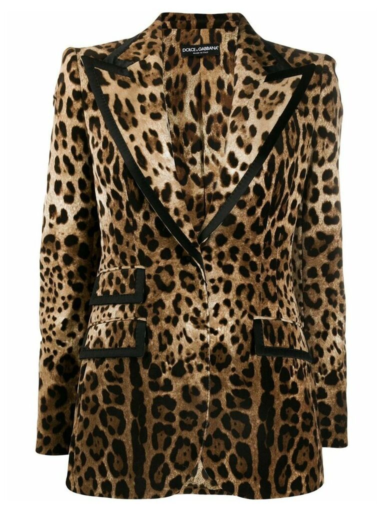 Dolce & Gabbana leopard-print peak-lapel blazer - Brown