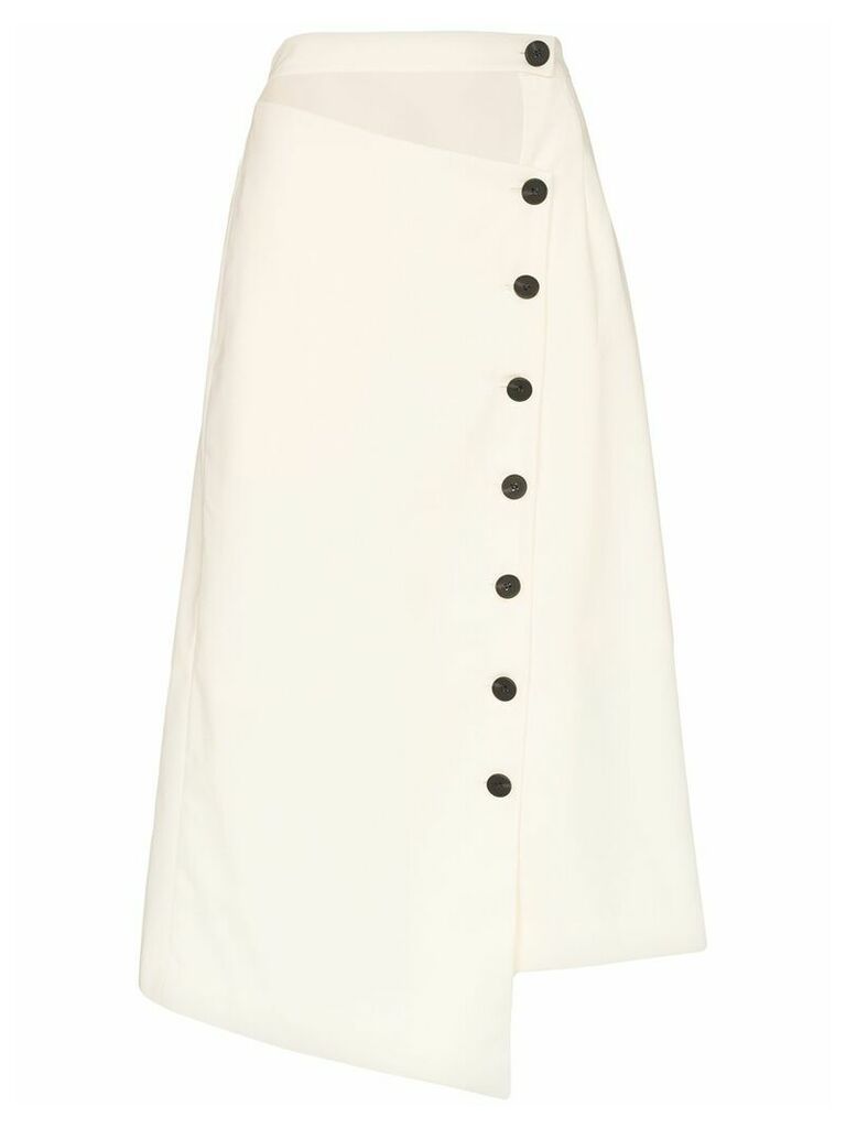 Low Classic asymmetric button-down skirt - White