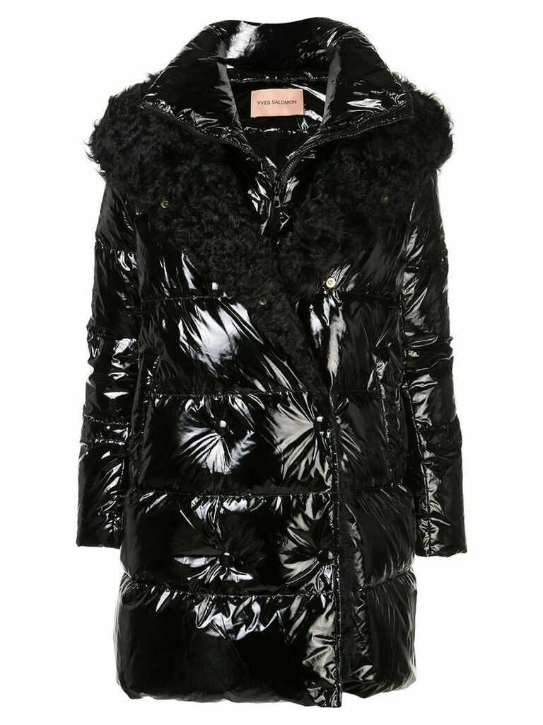 Yves Salomon hooded fur-trimmed coat - Black
