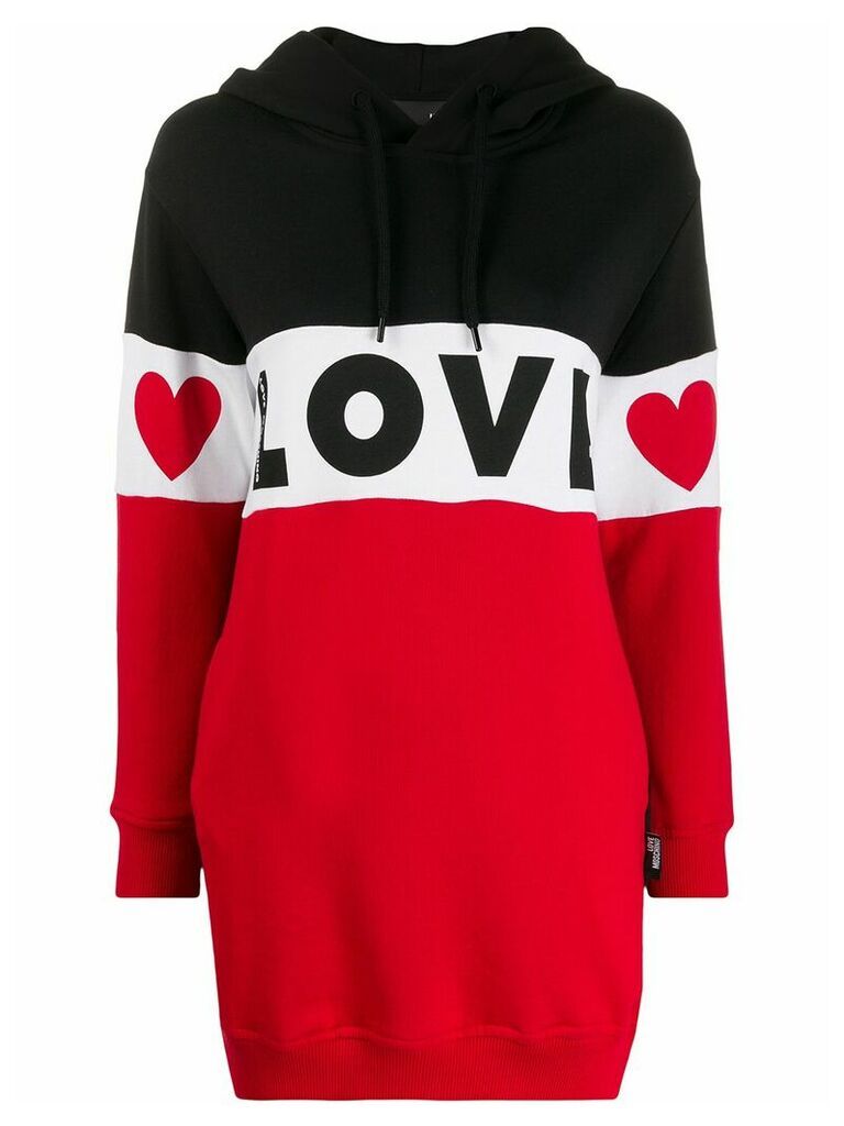 Love Moschino colour blocked hoodie dress - Black