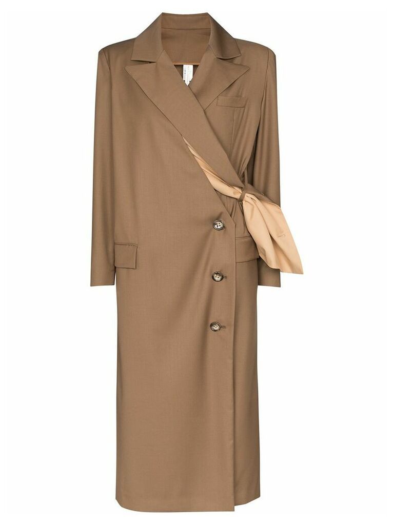Marta Jakubowski Magnolia wrap-style long coat - Brown