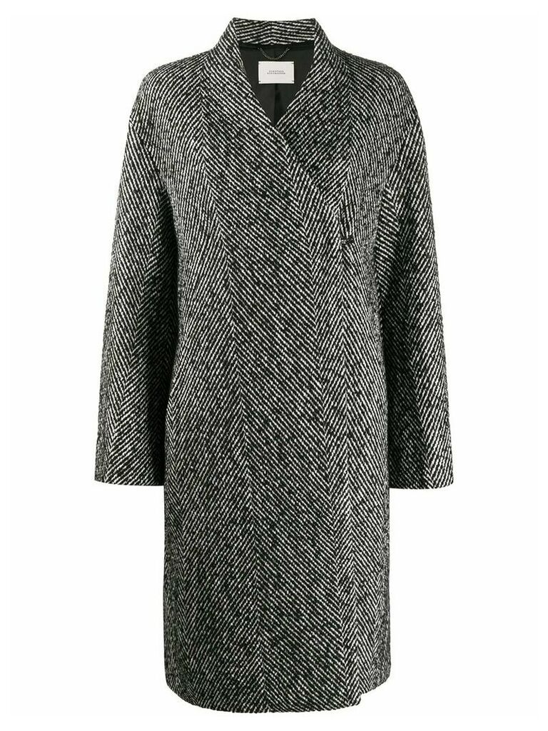 Dorothee Schumacher knitted striped double-breasted coat - Black