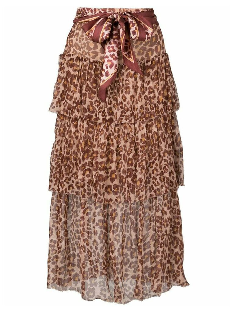 Zimmermann leopard print midi skirt - Brown
