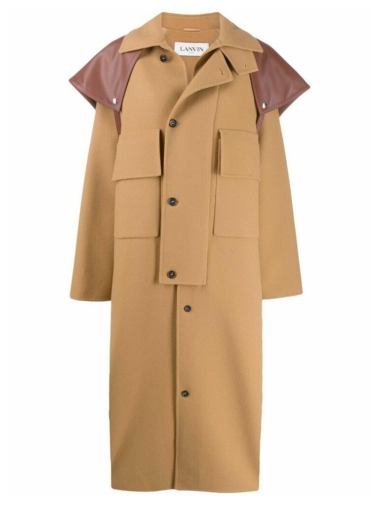 LANVIN oversized button up coat - Brown