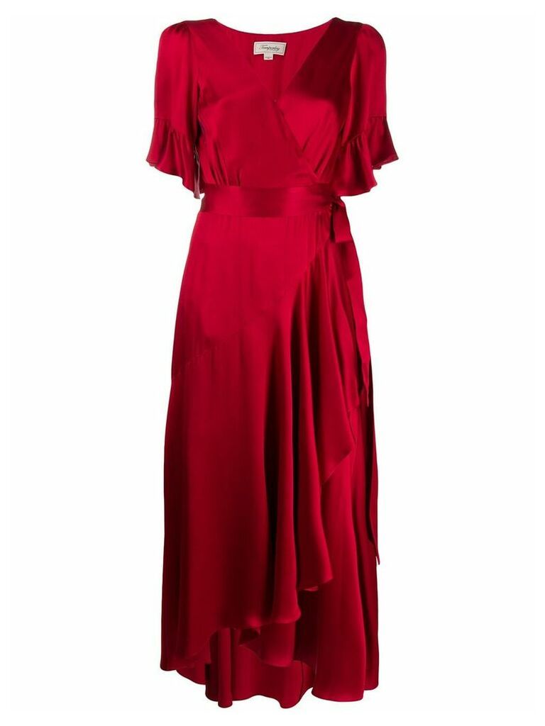 Temperley London asymmetric tie fastened dress - Red