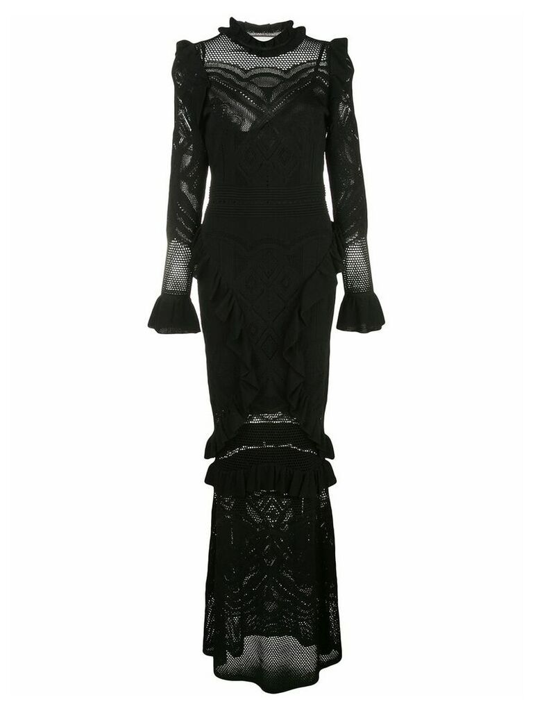 Alexis Ceecee crochet ruffle trim dress - Black