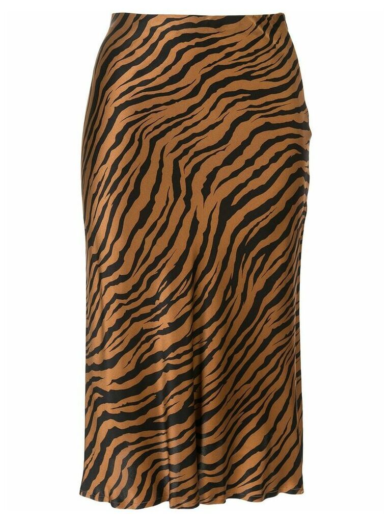 Nili Lotan tiger print midi skirt - Brown