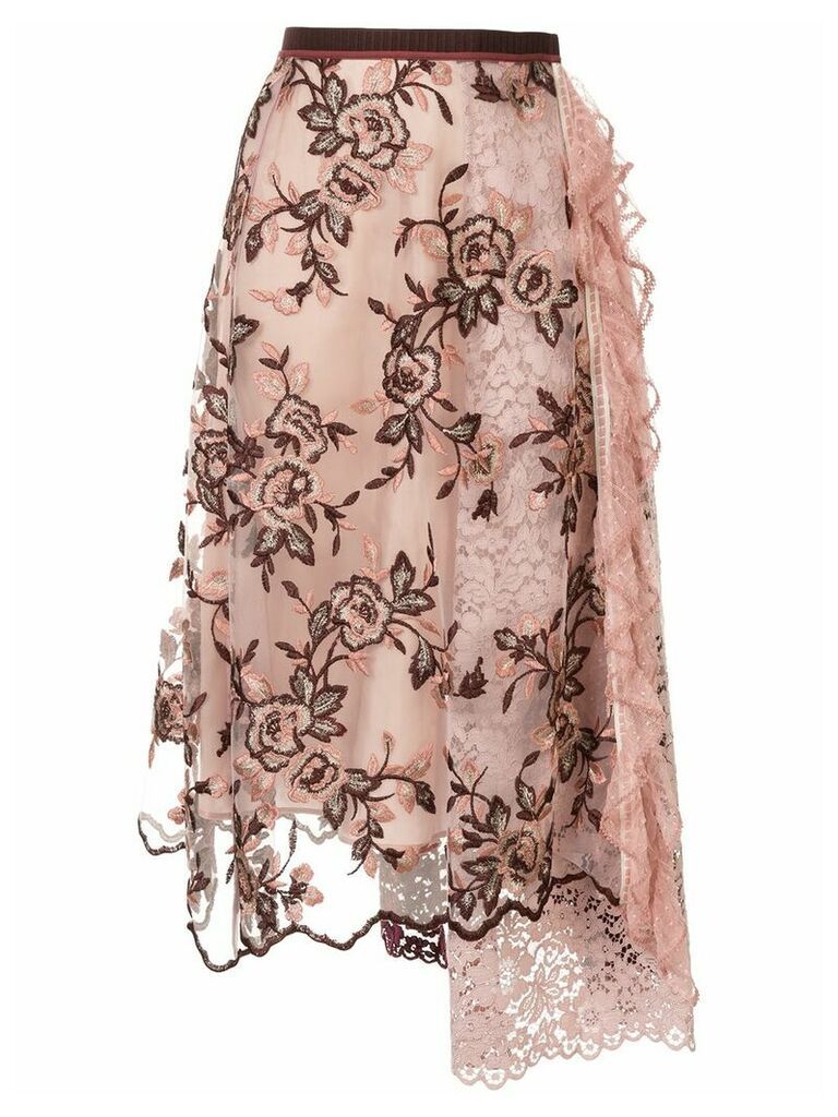 Antonio Marras floral lace midi skirt - PINK
