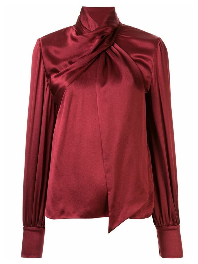 Layeur tie-neck silk blouse - Red