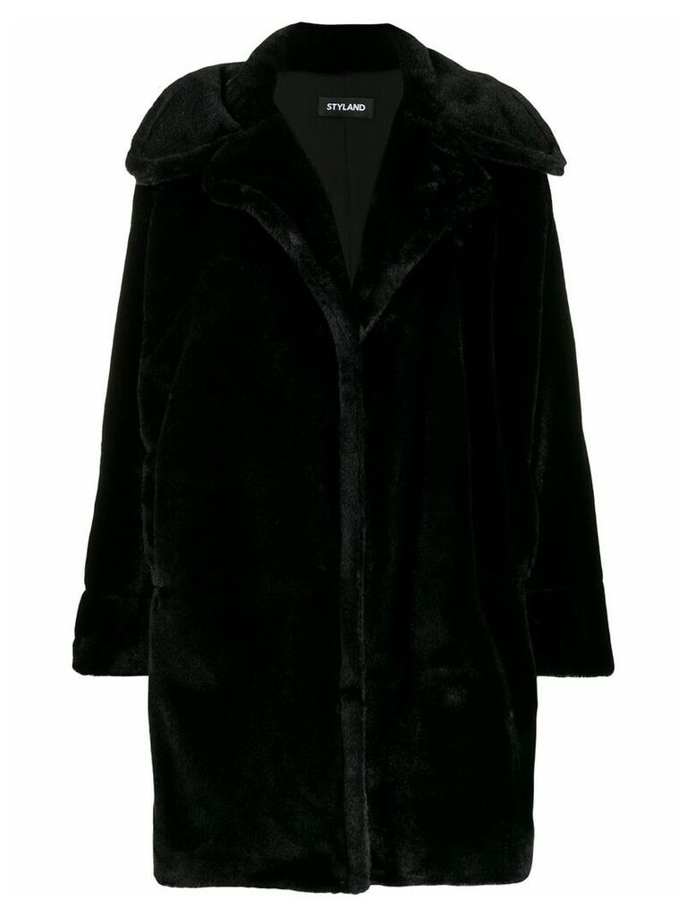Styland faux fur oversized coat - Black