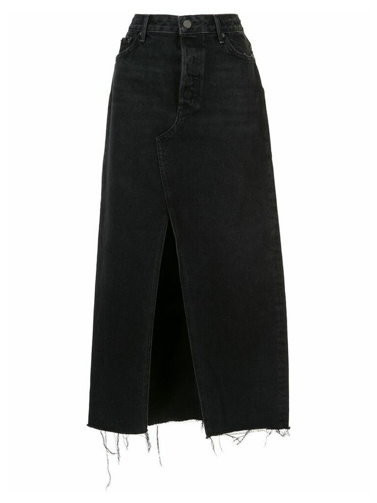 Grlfrnd front slit distressed skirt - Black