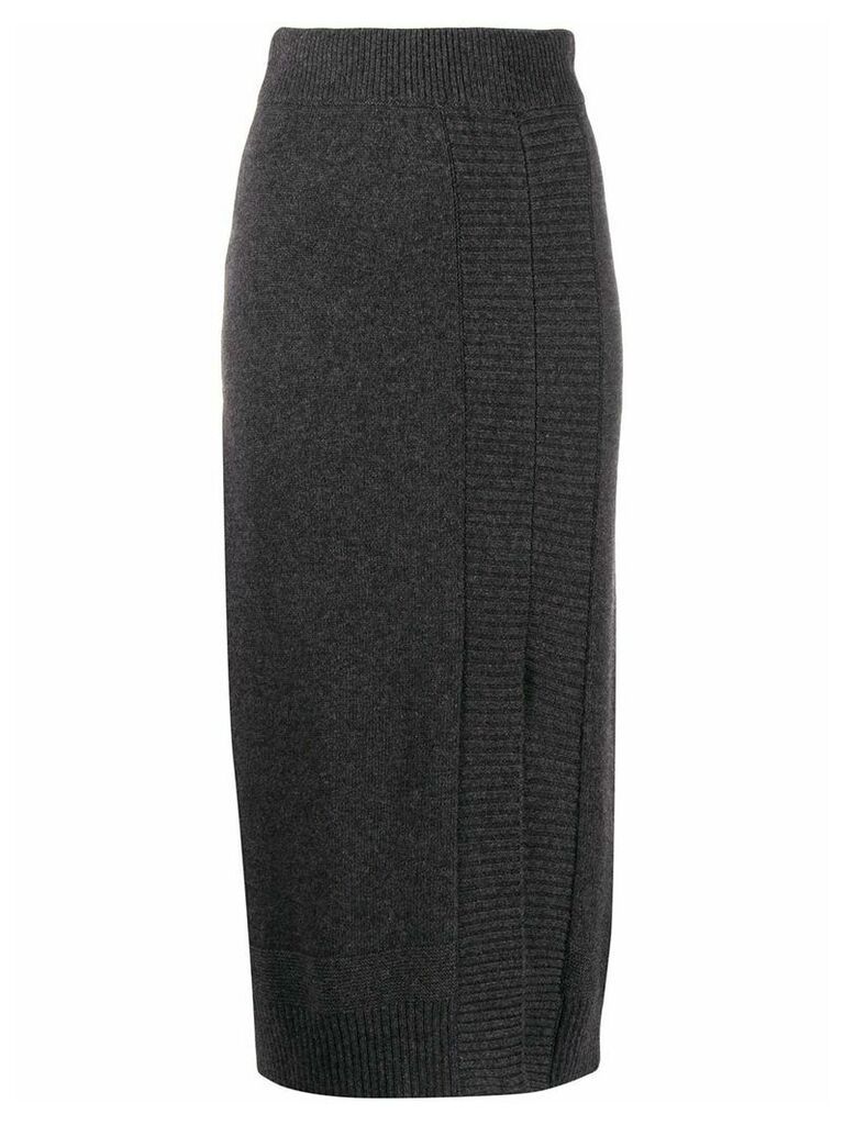 Pringle of Scotland Guernsey stitch side slit skirt - Grey