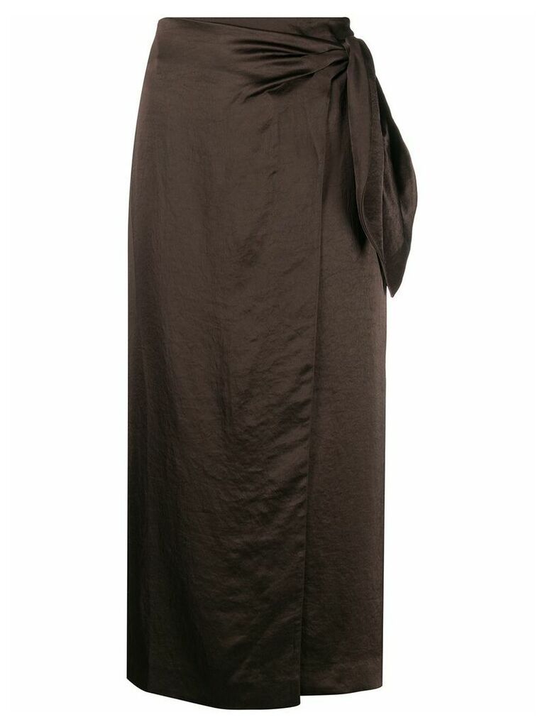 Nanushka Amas satin sarong skirt - Brown