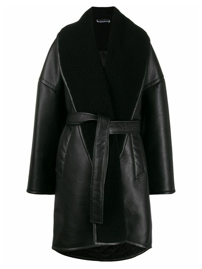 Balenciaga oversized leather-look coat - Black