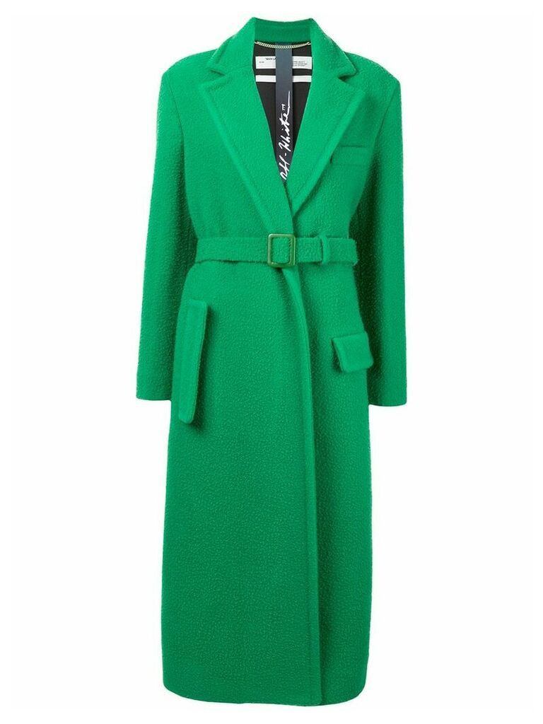 Off-White belted collared coat - Green