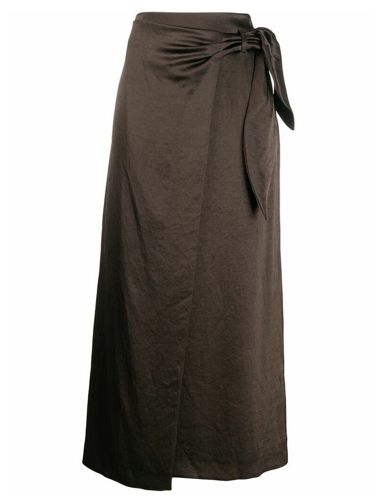 Nanushka Sarong satin wrap skirt - Brown