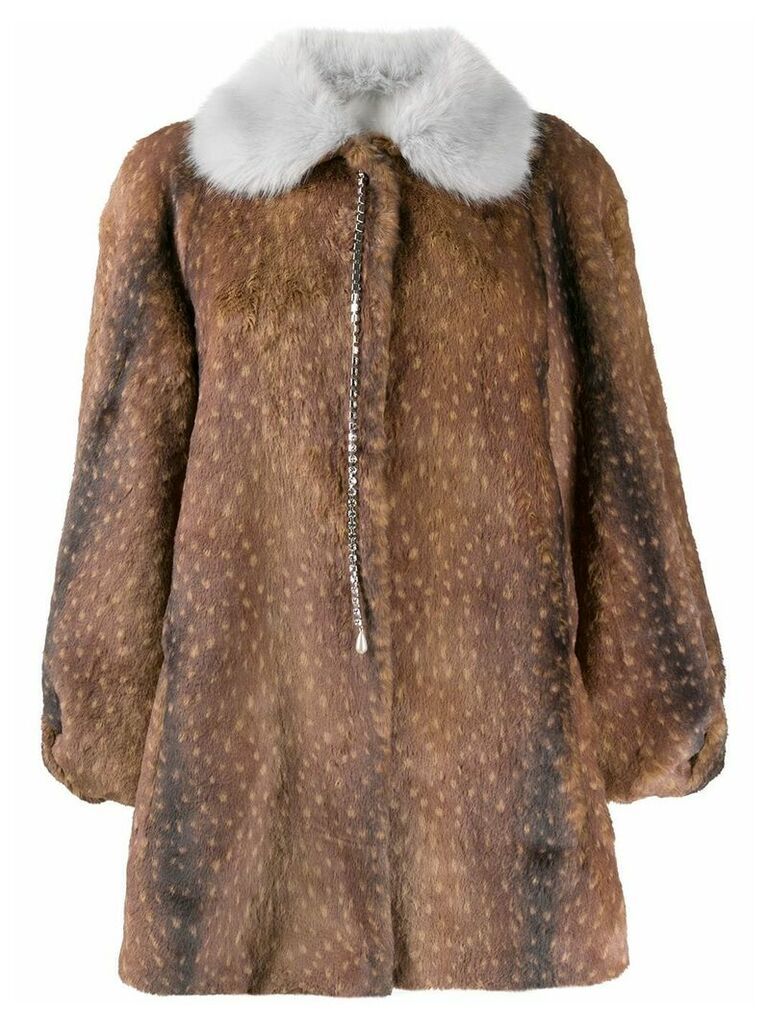 srvz club crystal detail coat - Brown