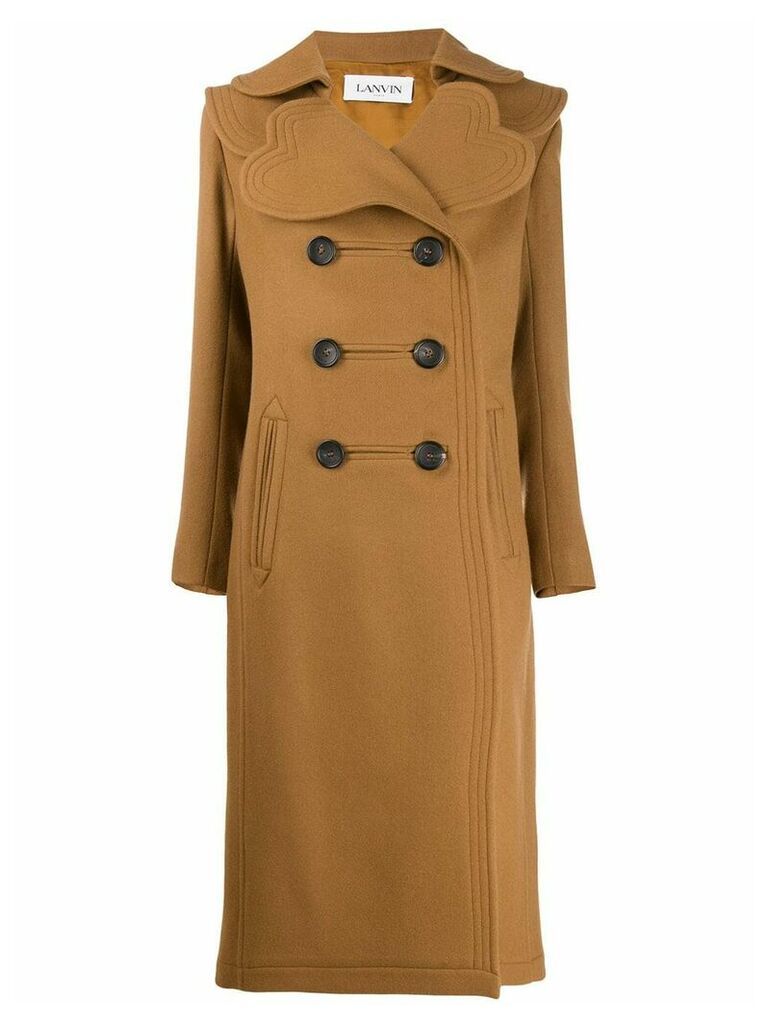 LANVIN heart-lapel double-breasted coat - Brown