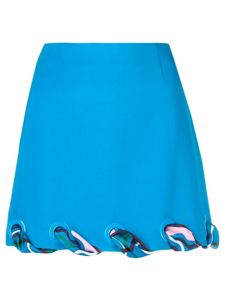 Emilio Pucci ribbon eyelet trim skirt - Blue
