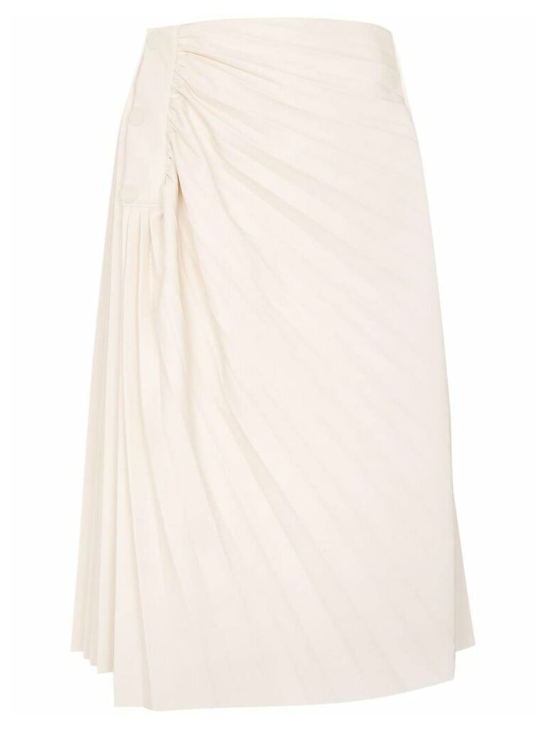 Low Classic pleated faux leather midi skirt - White